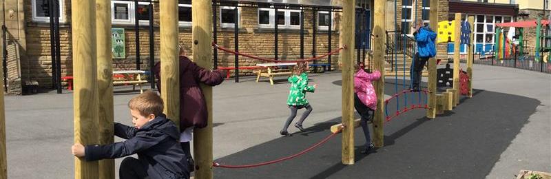 Trim trail in outdoor playground for school